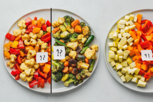a plate of boiled vegetables 