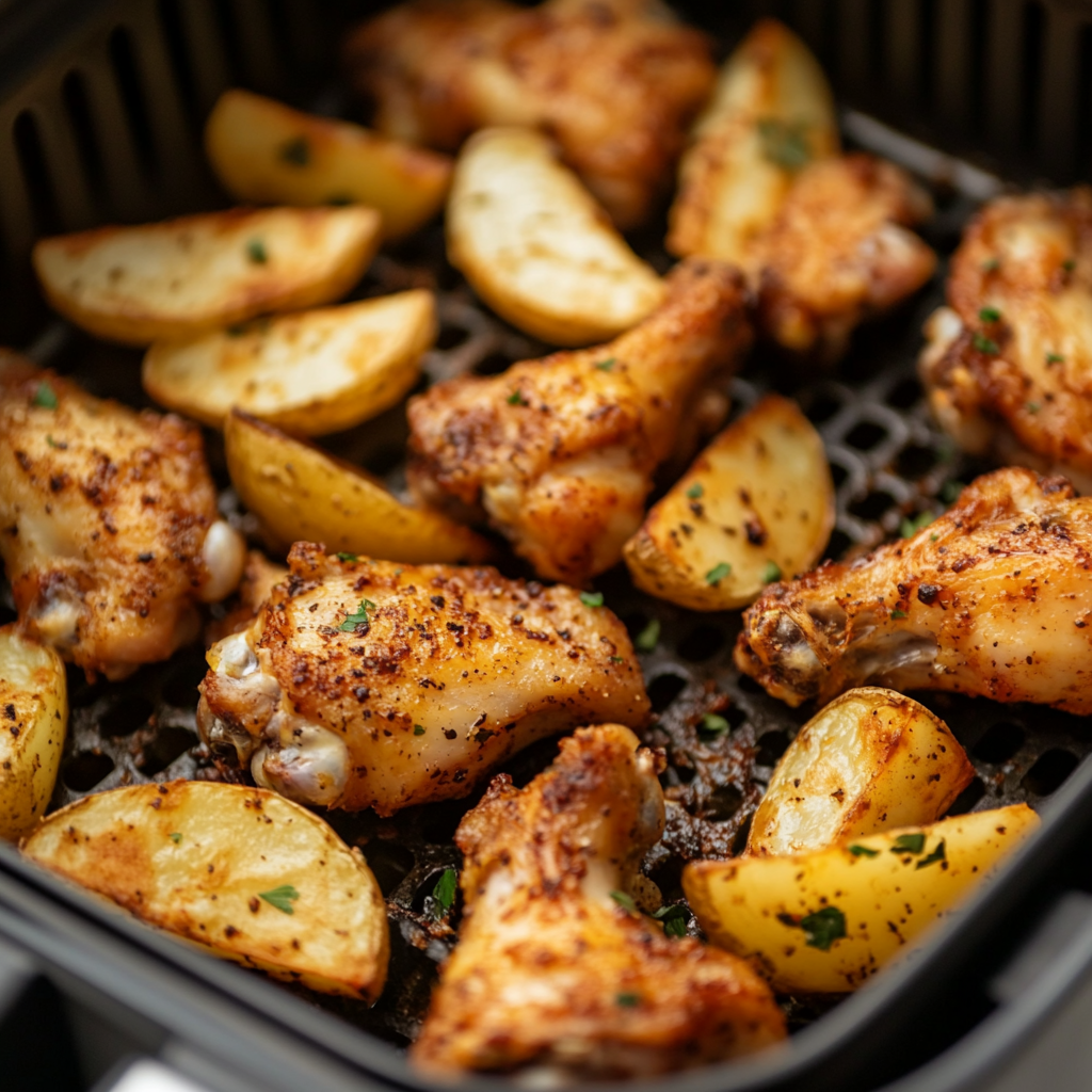 showing starchy foods like fries